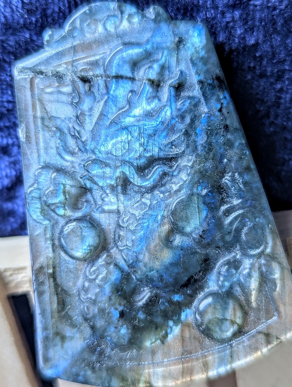 ⚡ Rainbow Flash Labradorite ⭐ Dragon Fireball 🐉 carved MEDiTATiON Stone Gift